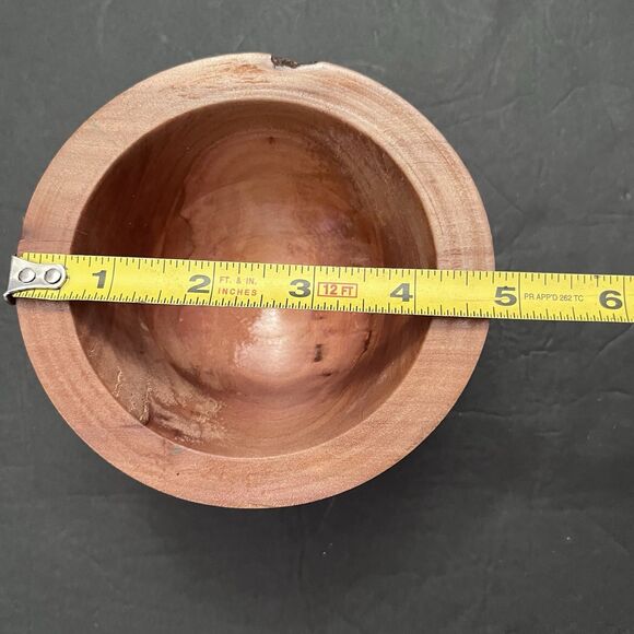 Hand Carved Teak Wood Mini Decorative Round Small Bowl 5” x 2 1/2” Decor - Picture 6 of 7